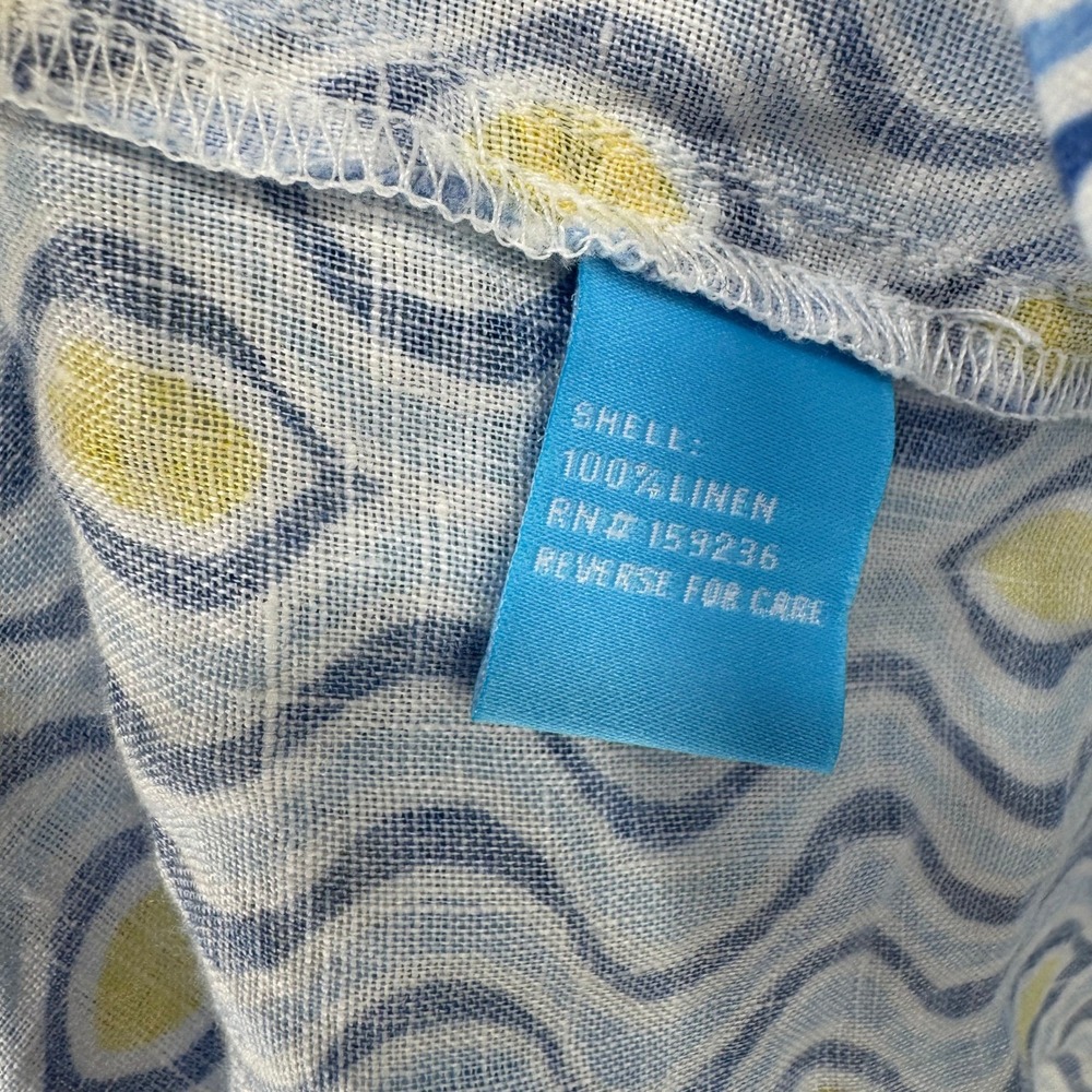 J McLaughlin Womens Linen Geometric Print Long Sleeve Button Up Shirt Size Small - Picture 4 of 7